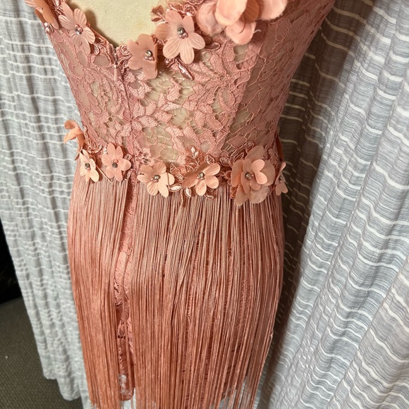 Tarik Ediz Pink Floral Fringe Dress - Picture 7 of 9